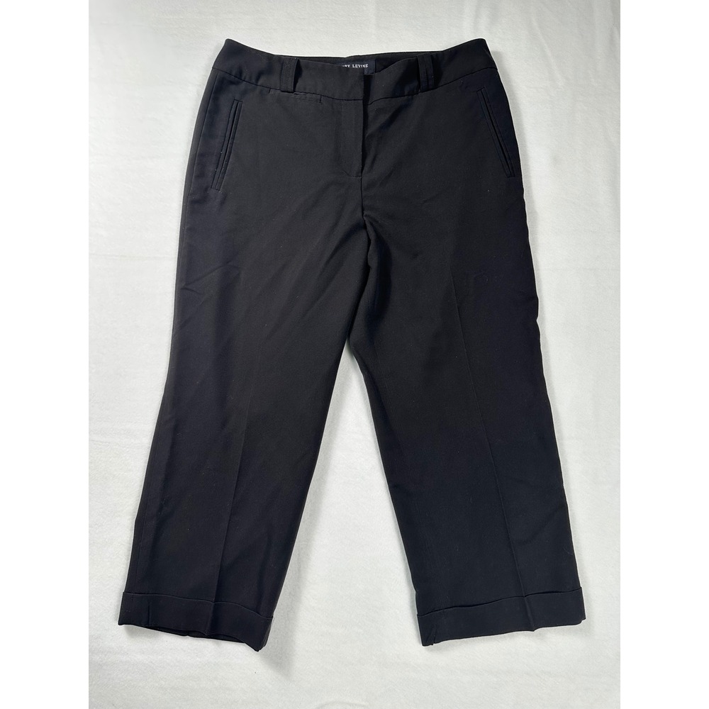 Anne Klein Black Cropped Pants Career Dress Cuffed Trousers